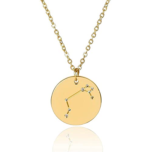 Collier pendentif zodiaque Bélier acier doré strass bijoux femme
