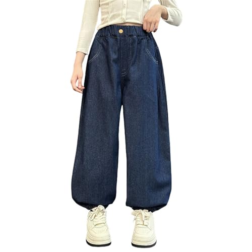 Girls Baggy Wide Leg Jeans Cuffed Loose Straight Denim Pants