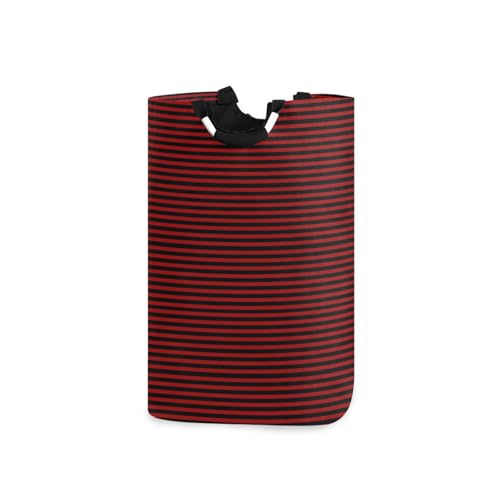 Jihqo Laundry Hamper Basket Red Black Stripes Collapsible Nursery Storage Bin Waterproof Clothing Baskets for Home Bedroom Bathroom Washing Room