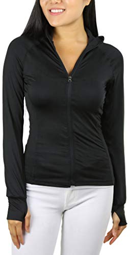 ToBeInStyle Women's Color Block L.S. Full Zip-Up Track Jacket - Black - Medium