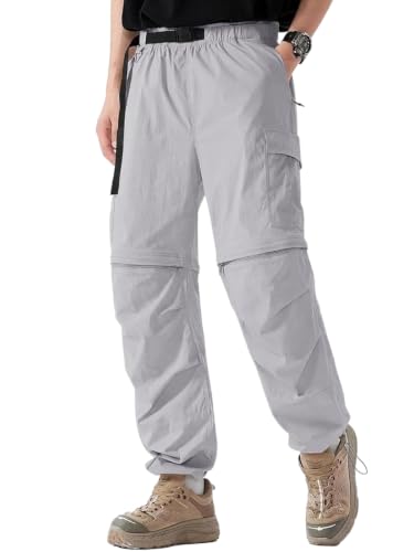 Image of GRECIILOOKS Mens Cotton Cargo Pant Casual Convertible Trousers Lower for Men 6 Pocket Drawstring Waist