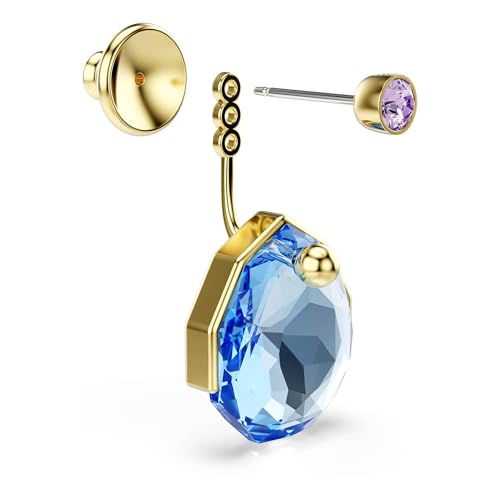 Image of Swarovski Gema earring jackets, Blue, Gold topcoat