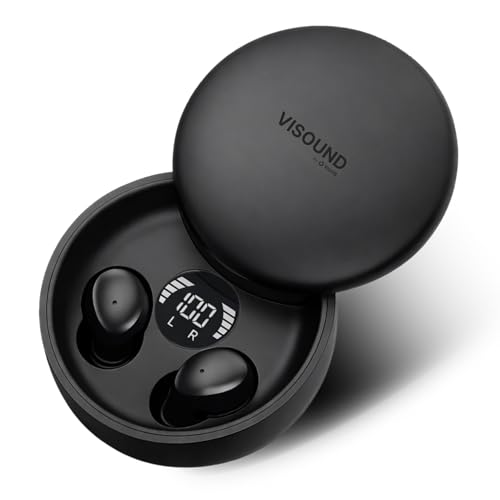 VISOUND VionB Air Invisible Earbuds Wireless Bluetooth 5.4 for Small Ears Mini Tiny Ear Buds IPX5 Waterproof Sound Isolating Fit ENC Mic for Clear Calls Discreet in-Ear Headphones (Matte Onyx)