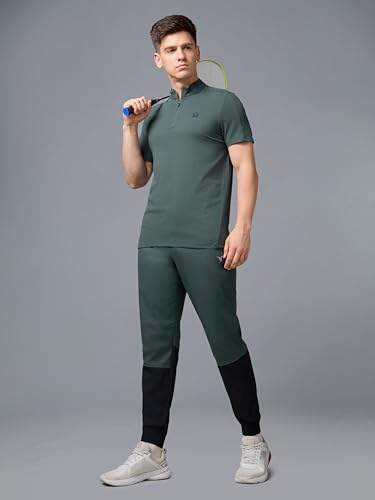 Image of TECHNOSPORT Mens Woven Regular Fit Activewear Joggers for Running, Gym, Sports and Regular Use Stretchable, Colorblock and Antimicrobial