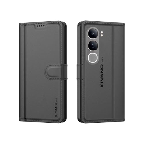 KIVANO LUXE® Compatible with Vivo Y29 5G Artisanal Leather Wallet Case with Card Holder for Men Women, Magnetic Flip Folio Cover with Stand RFID Blocking Cell Case- Best and cheap mobile covers in India