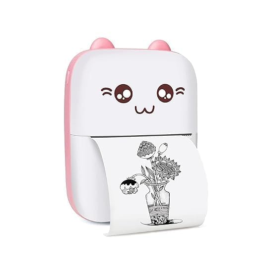 Mini Bluetooth Thermal Compositor | Portable Inkless Sticker Compositor| Black on White Thermal Compositor with Print Paper & Stickers | Mini Colour Compositor, Pocket Compositor, for Android & iOS