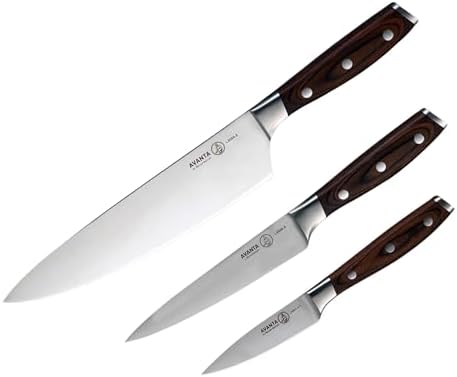 Messermeister Avanta Forged 3-Piece Pakkawood Starter Set - German X50 Stainless Steel - Includes 8” Chef’s Knife, 6” Utility Knife & 3” Paring Knife - Thumbnail 4