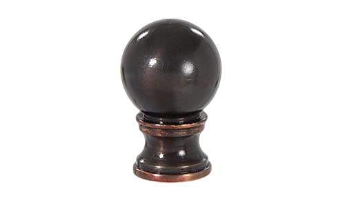 Image of B&P Lamp Solid Brass Sphere Style Antique Bronze Finial, 1-3 /8 Inch Height, 1 /4-27 Tap