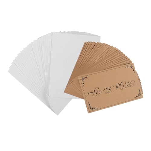 Cartes et enveloppes kraft 30x10 cm et 11x16 cm lot de 25 sets pour invitations de restaurant