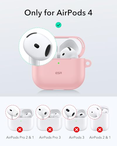 Image of ESR for AirPods 4 Case, Compatible with AirPods 4th Generation Case (2024) (USB-C), Magnetic Lid Lock, Full Drop Protection Cover, Cloud Soft Case, Pink