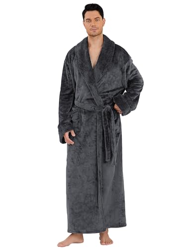 Hellomamma Mens Long Plush Robe with Pockets