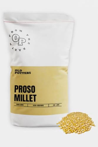 Old Potters Wildlife White Millet for Bird Feeding and Wildlife Bird attracting Non-GMO and USA Grown 25 lbs