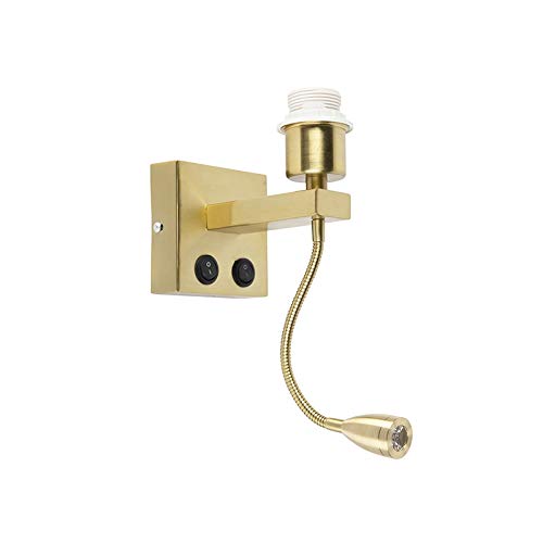 Qazqa Aplique moderno dorado brazo flexible - BRESCIA COMBI Acero Cuadrada Incluye LED Max. 1 x 1 Watt
