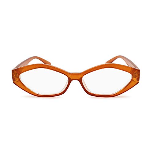 2SeeLife Geometric Cat Eye Reading Glasses for Women: Designers Angular Eyeglasses Frame, Fully