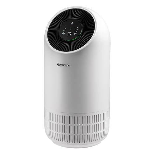 Daewoo Air Purifier, Ultra Quiet, 3 Speed Settings, 8 Hour Timer, Night Light And HEPA 13 Filter That Captures Allergens, Pet Hair, Smoke, Odour And Large Dust Particles For Cleaner, Breathable Air