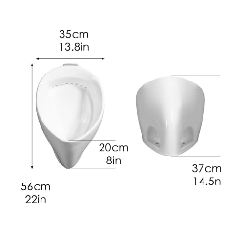 Orinal de pared, orinal cerámico con válvula manual de retardo para ahorro de agua, orinal de pared de cerámica cocida a alta temperatura con tapón de filtro cerámico para baño y sanitarios comerciales miniatura 2