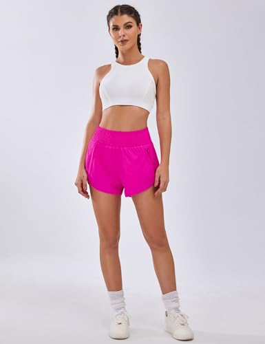 Image of BMJL Women's Athletic Shorts High Waisted Running Shorts Pocket Sporty Shorts Gym Elastic Workout Shorts