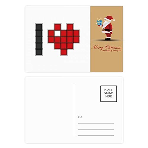 Cartes postales I Love Valentine's Pixel Père Noël lot de 20 pour vœux originaux