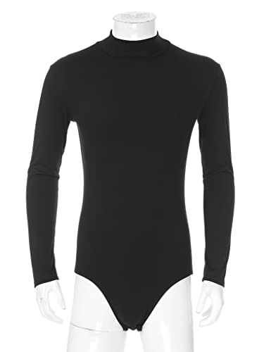 JanJean Men Long Sleeves Solid Bodysuit Shirt Slim Fit Fitness Undershirt Muscle Top Shirt Leotard Top3