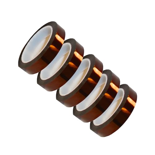 Image of Tapes Master 5 Rolls - 3 /4 inch x 36 Yds 1 Mil Polyimide High Temperature Heat Resistant Tapes with Silicone Adhesive, No Residue