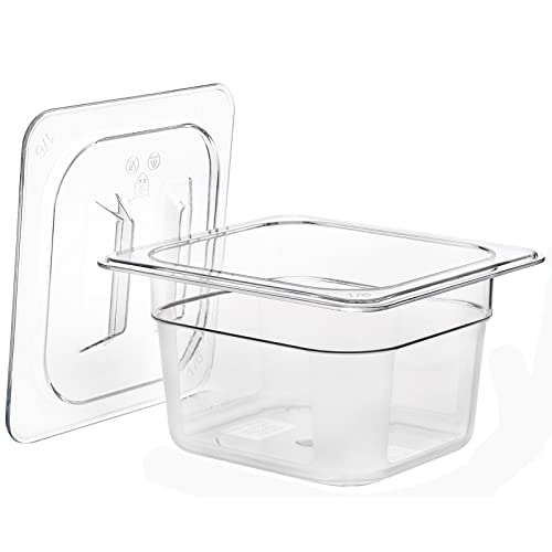 Bekith 6 Pack 1/6 Size Clear Polycarbonate Food Pans with Lids for Kitchen Restaurant Food Prep, 4 Inches Deep - Image 4