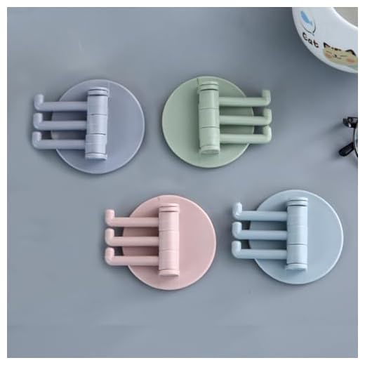 4 Packs Hanging Hooks Multifunctional Wall-Mounted Swivel Hooks Fashionable, 3 Rotatable Arms Round Sticky Hooks Wall Hooks for Hanging Adhesive Bathroom Kitchen Hooks Desk