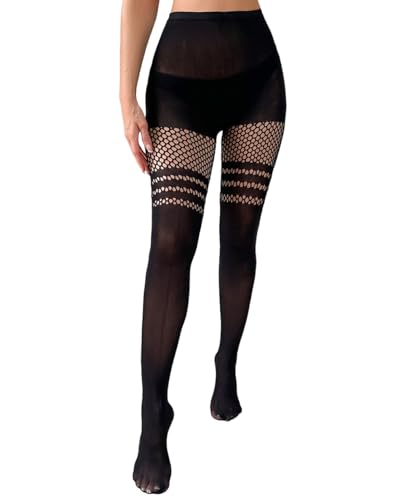 Image of Mrotrida Women's Fire Patterned Fishnet Tights Sexy Elastic Blaze Pantyhose Leggings Fire Mesh Stockings