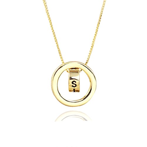 Ficccy Gold Circle Love Necklace Ring Necklace Round Love Necklace