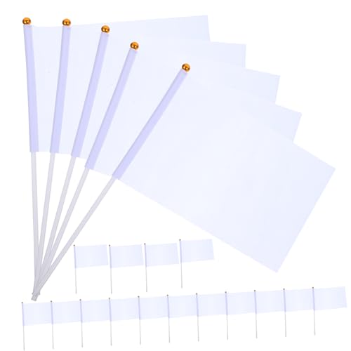 HANABASS 20Pcs White Waving Flags Portable Hand Cranked Commanding Referee Flags for Sports Events Parties and Celebrations Durable and Lightweight Design