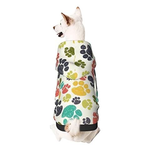 LARSD Dog Hoodie Colorful Dog Paw Soft Pet Clothes with Hat Cozy Sports Puppy Hoodie and Breathable Pet Sweatshirt Suitable for Indoor and Outdoor Four Seasons of The Year Cover