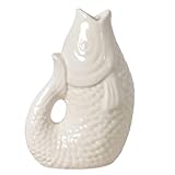 Jarrón de peces bohemio decorativo de gres porcelánico, símbolo de abundancia, dimensión 12 cm (blanco roto)