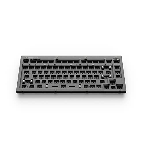 Keychron V1 Wired Custom Mechanical Keyboard Barebone Version, 75% Layout Qmk/Via Programmable Macro With Hot-Swappable Support Compatible With Mac Windows Linux (Frosted Black - Translucent) #TOP4