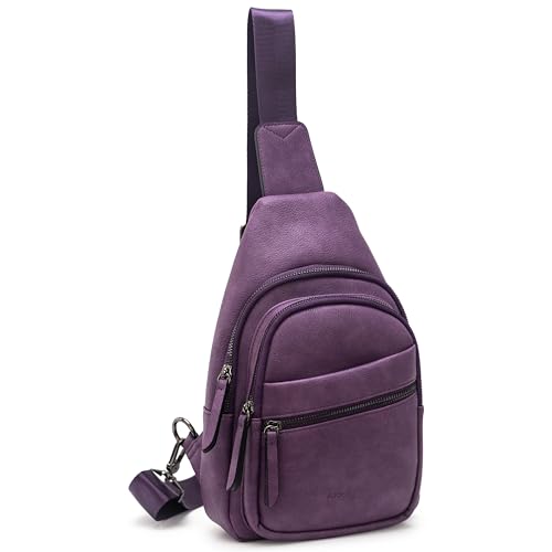 Image of Alldaily Large Sling Bag for Women Crossbody Purse Leather Fashionable Trendy Chest Bag for Travel, Fanny Pack (Purple)