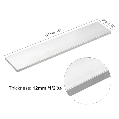 Image of uxcell Square Aluminum Flat Bar, 1 /2 inch Thick 2 inch Width 10 inch Length Square Aluminum Bar 6061 Aluminum Flat Plate, 12 x 50 x 254mm T6511 Solid New Mill Stock for Industrial Building