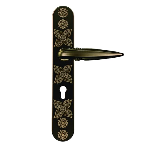 Image of Godrej Mortise Lock | Handle Lock Set for Main & Bedroom Door| Arsa Udaan 350 mm Plate Handle | 240 mm Eco Lock Body | 60 mm Eco Pin Cylinder 1CK | Antique Brass| 5 Year Warranty