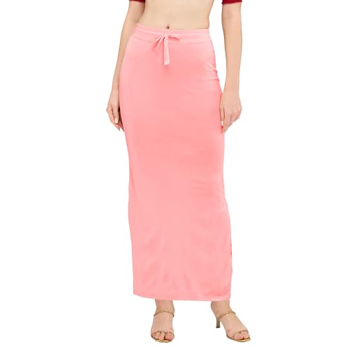 Image of DESI GIRL Satin Shimmer Stretchable Saree Shapewear Petticoat with Drawstring for Women | Mermaid fit Saree Petticoat with Side Slit for Easy Movement | Saree Shaper | Long inskirt