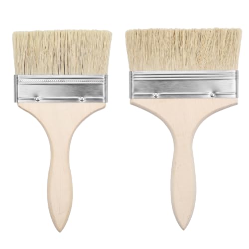 2 Pinceles De 10,5 Cm X 21 Cm Y 12,5 Cm X 21,5 Cm, Pincel Plano, Pincel Plano, Pincel De Barniz, Pincel De Madera Exterior, Pincel Plano Con Mango De Madera, Juego De Pinceles, Para Pintar, Pintar