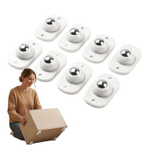 Image of Self Adhesive Mini Caster Wheels, 360 Swivel Stick-On Appliance Rollers (8)
