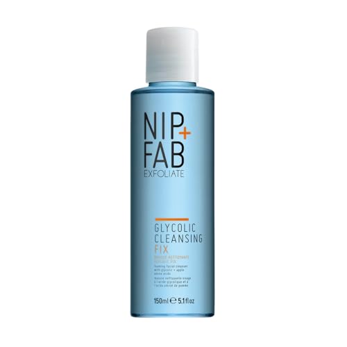 Nip + Fab Glycolic Cleansing Fix – Glykolsäure-Gesichtsreiniger zur Tiefenreinigung – AHA Gel-Reiniger für Strahlkraft, Glättung & Porenverfeinerung, 150 ml
