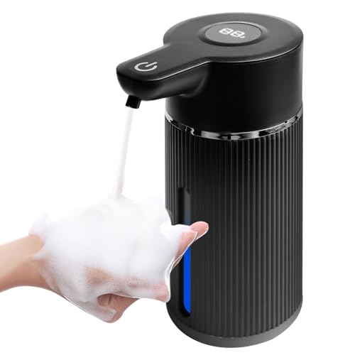 Dispensador de jabón automático, 420 ml, fijación a la pared, sin contacto, dispensador de jabón eléctrico con 4 niveles ajustables, sensor infrarrojo, IPX6, USB, recargable para baño, cocina, oficina
