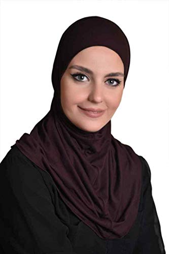 Al Amira Brown 2 pcs Muslim Hijab Cotton Amira 2 Piece Hood & Hijab Tube Underscarf Cap