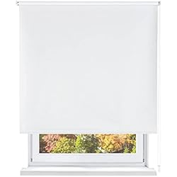 Store Ventana MERCURY TEXTIL- Estor Enrollable Opaco, Blackout, Fácil de Instalar, Protección de Pantalla para Ventanas, Cierra el Paso de la luz (Blanco, 90x180cm)