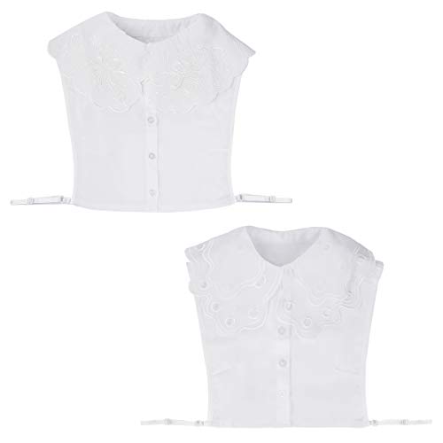 Kilofly - Blusa falsa para mujer, 2 piezas, con cuello falso, encaje - blanco - Talla unica Cover