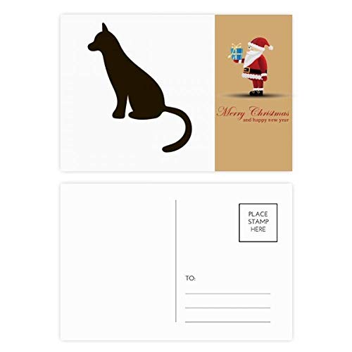 Cartes postales chat noir et motif animal mignon sous le sapin