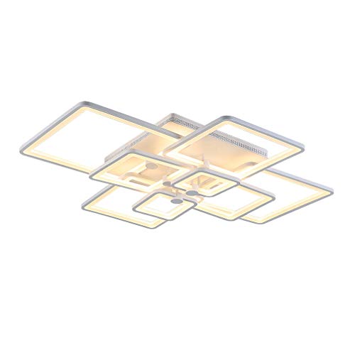 Plafonnier encastré dimmable à télécommande lustre carré salon 80cm