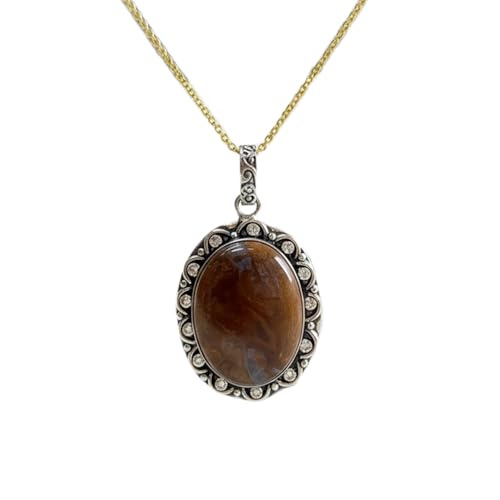 Collier agate Crazy Lace pendentif rond argent 925 porte-bonheur idéal