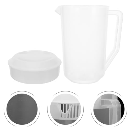 Image of 1PC Plastic Large Water Pitcher with Lid, 4L / 140oz Carafes Mix Drinks Water Jug, Plastic Straining Pitcher Round Lid for Hot /Cold Lemonade Juice Beverage Jar Ice Tea Kettle (White)