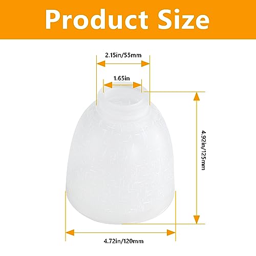 Image of 3-Pack White Linen Frosted Bell Glass Shade Replacements, Ceiling Fan Light Covers Glass Globes Lampshades for Chandelier Vanity Lights Wall Sconces, 1.61 inch Fitter Size, 5 inch high x 4.7 inch diameter