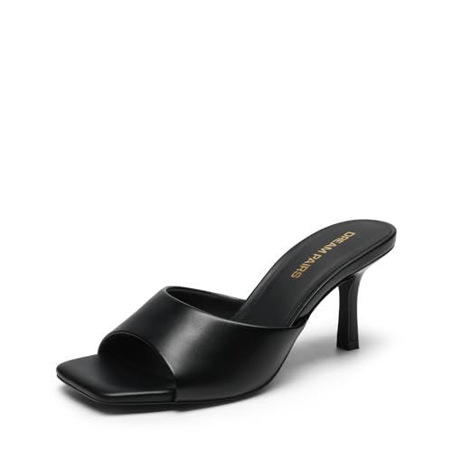 Image of DREAM PAIRS 2026 Women's Kitten Heels Sandals - Square Toe Slip On Low Heels, Heeled Mules Footwear for Everyday, Dressy & Casual Occasions