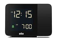 Braun Digital Projection Alarm Clock with 4 Backlight options, Negative LCD Display, Quick Set, Beep Alarm in Black, model BC15B
